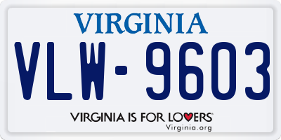 VA license plate VLW9603