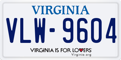 VA license plate VLW9604