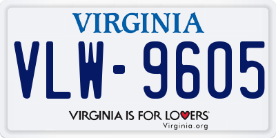 VA license plate VLW9605