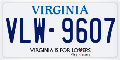 VA license plate VLW9607