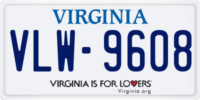 VA license plate VLW9608