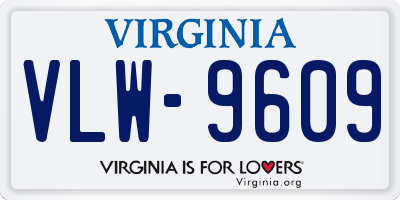 VA license plate VLW9609