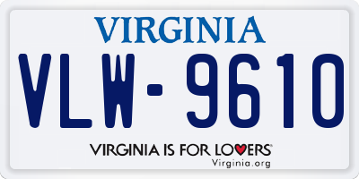 VA license plate VLW9610