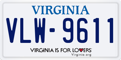 VA license plate VLW9611