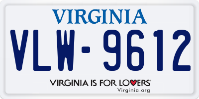 VA license plate VLW9612