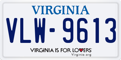 VA license plate VLW9613