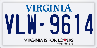 VA license plate VLW9614