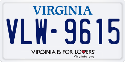 VA license plate VLW9615