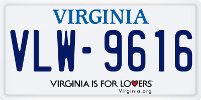 VA license plate VLW9616