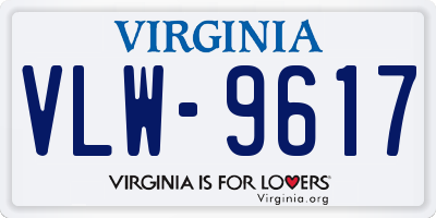 VA license plate VLW9617