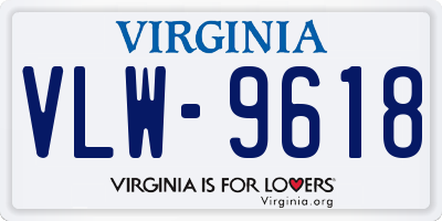 VA license plate VLW9618