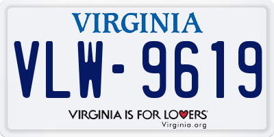 VA license plate VLW9619