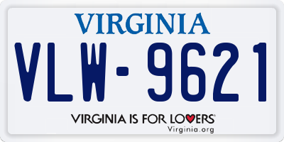 VA license plate VLW9621