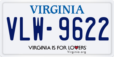 VA license plate VLW9622