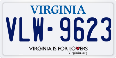 VA license plate VLW9623