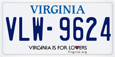 VA license plate VLW9624