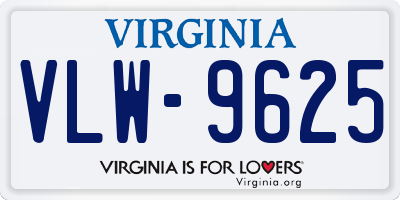 VA license plate VLW9625