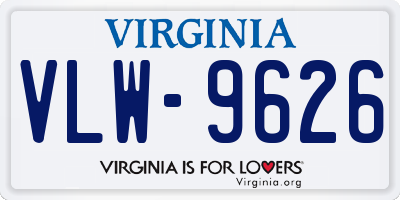 VA license plate VLW9626