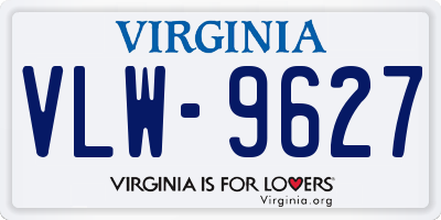 VA license plate VLW9627