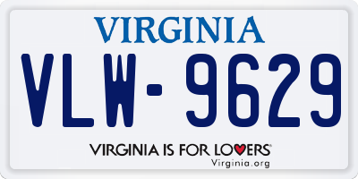 VA license plate VLW9629