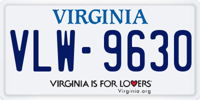 VA license plate VLW9630