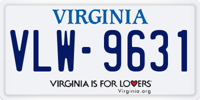 VA license plate VLW9631