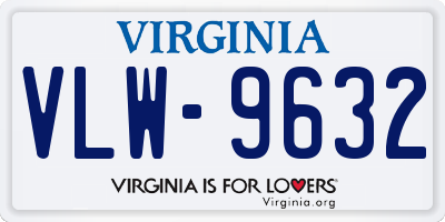 VA license plate VLW9632