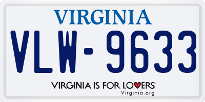 VA license plate VLW9633