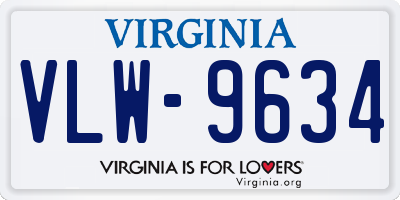 VA license plate VLW9634