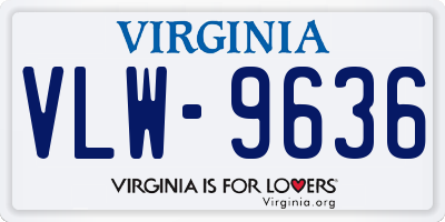 VA license plate VLW9636