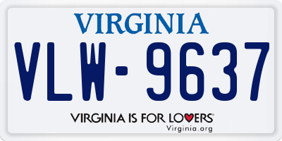 VA license plate VLW9637