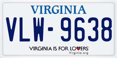 VA license plate VLW9638