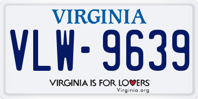 VA license plate VLW9639