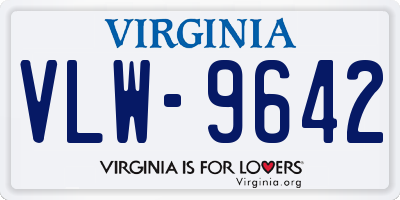 VA license plate VLW9642