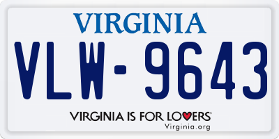 VA license plate VLW9643