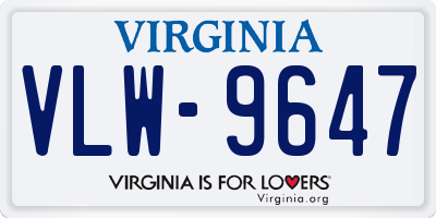 VA license plate VLW9647