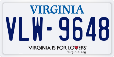 VA license plate VLW9648