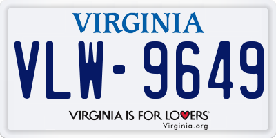 VA license plate VLW9649