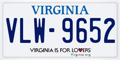 VA license plate VLW9652