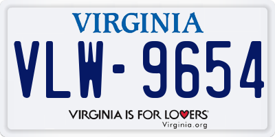 VA license plate VLW9654