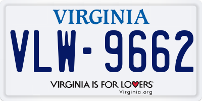 VA license plate VLW9662