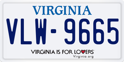 VA license plate VLW9665