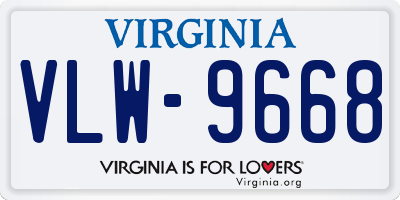 VA license plate VLW9668