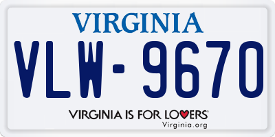 VA license plate VLW9670