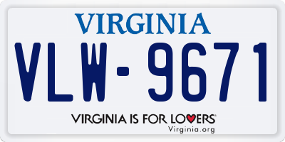 VA license plate VLW9671