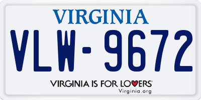 VA license plate VLW9672