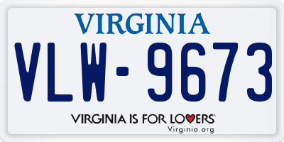 VA license plate VLW9673