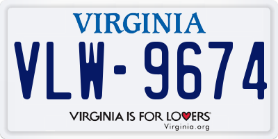 VA license plate VLW9674