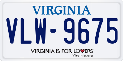 VA license plate VLW9675