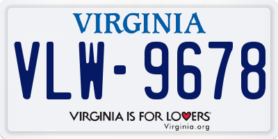 VA license plate VLW9678